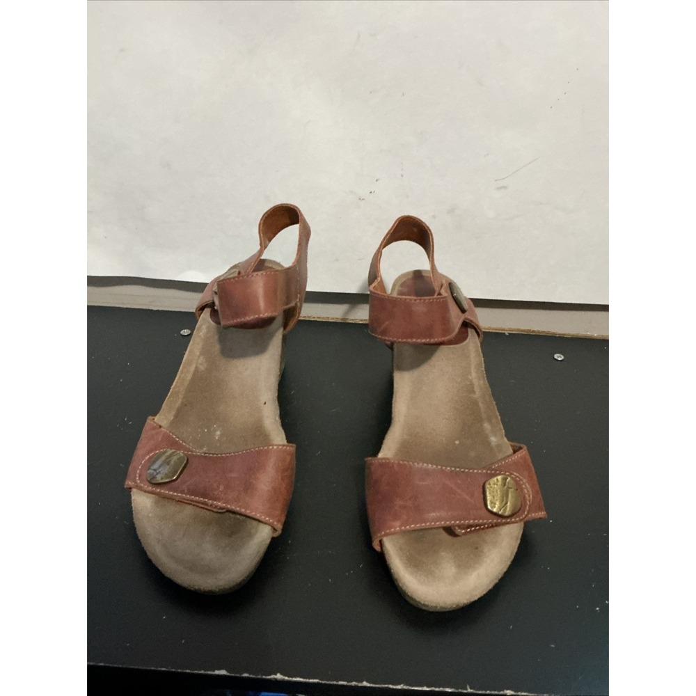 Taos Carousel 2 Brown Leather Block Heel Strappy Sandals Womens 5.5 36